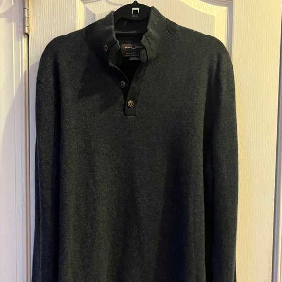 Mens' Black Brown 1826 100% Cashmere 1/4 Zip Buttoned Pullover Sweater XL - Picture 2 of 5